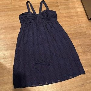 Vintage Shoshanna silk short dress navy blue size 10/12